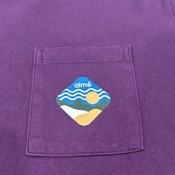 New Balance x Aime Leon Dore Pocket Logo T-Shirt Tee Large Purple - Picture 2 of 5